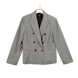 Talbots‎ Wool Pinstripe Preppy Blazer Jackey Womens 12P Double Breasted Elevated
